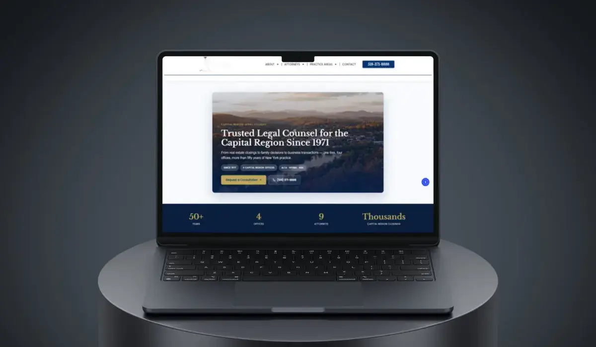 Capital Region law firm website displayed on desktop and mobile devices with a responsive web design.