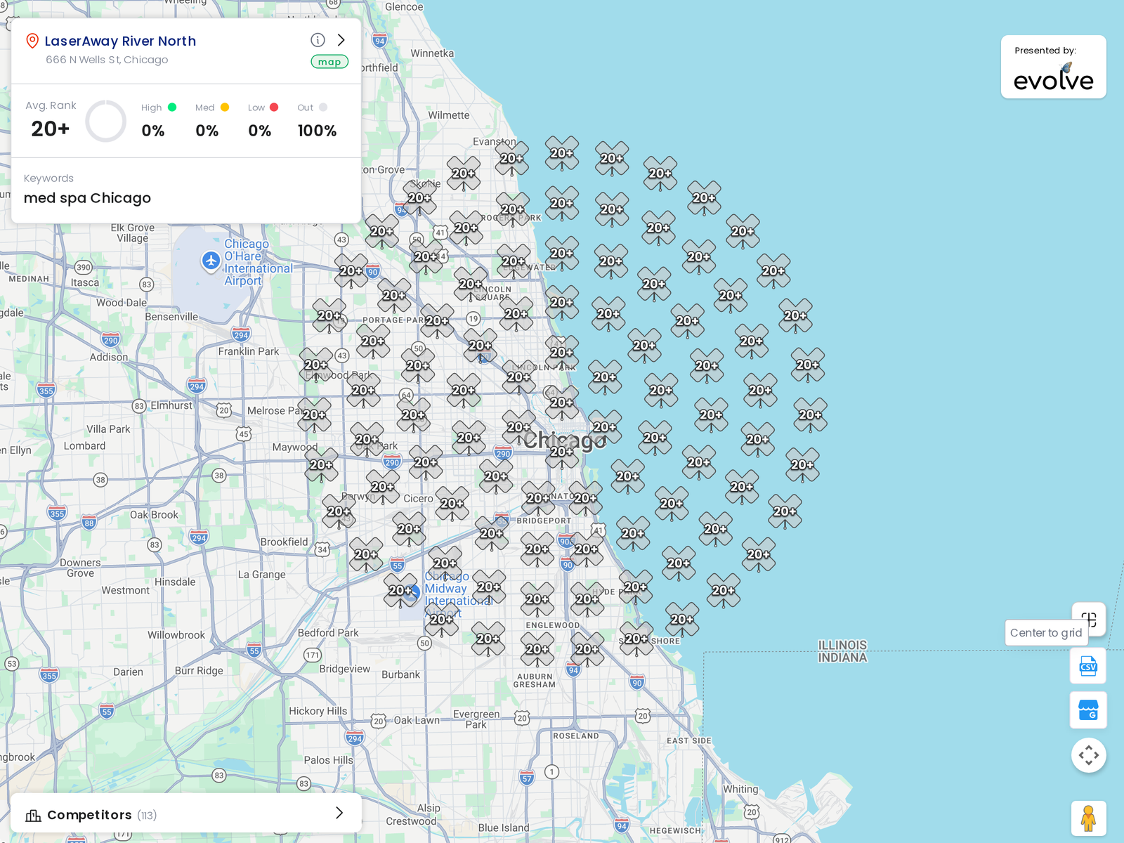 Ranking heatmap for LaserAway in Chicago