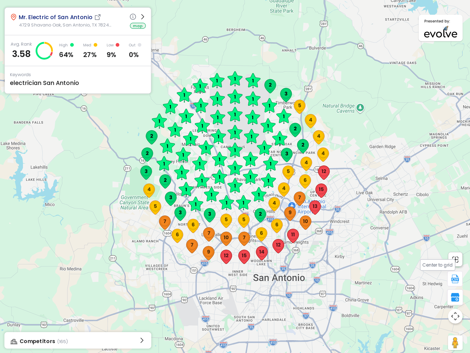 Ranking heatmap for Mr. Electric in San Antonio