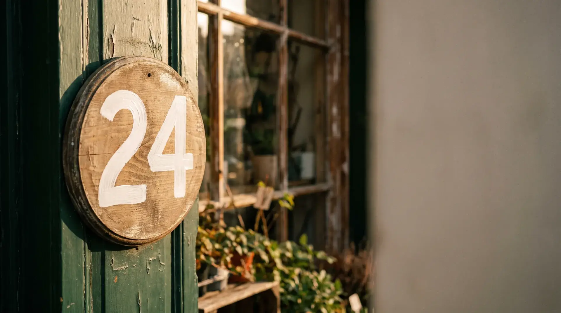 Crisp, clear hand-painted storefront address number sign — Evolve, LLC