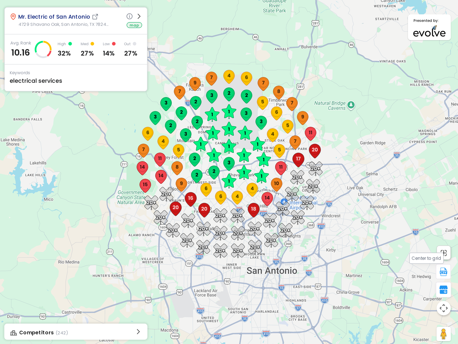 Ranking heatmap for Mr. Electric in San Antonio